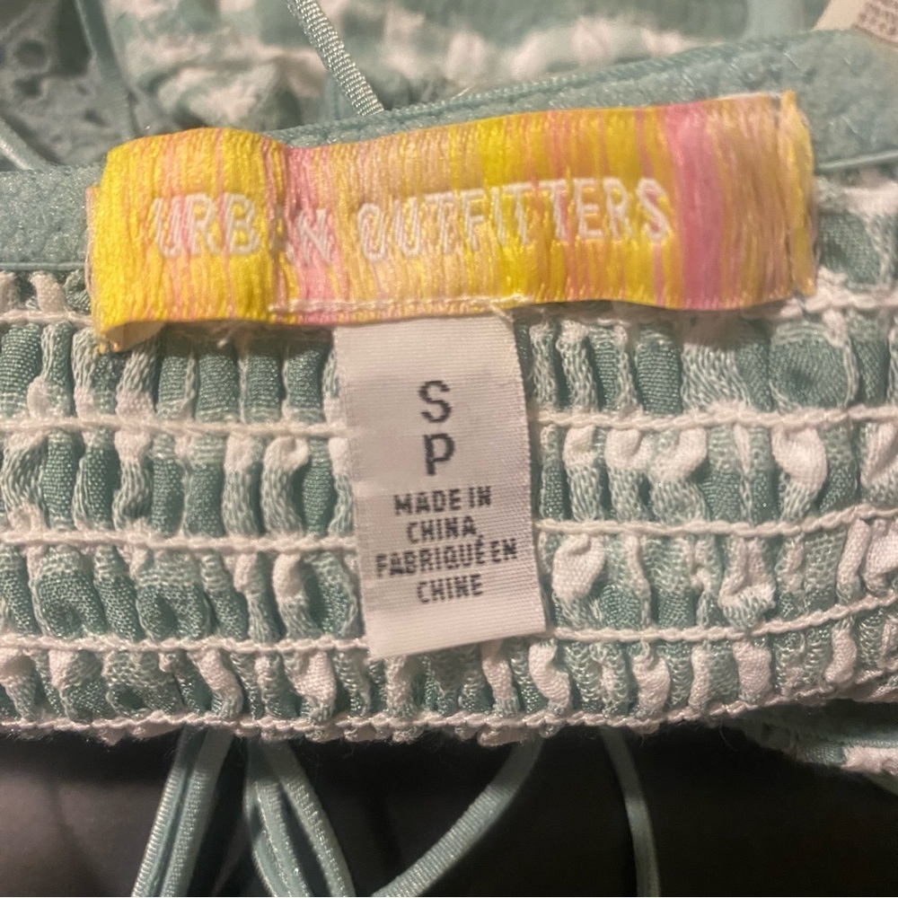 Urban Outfitters Gingham Eyelet Crop Top Size Small Tie-Back Bralette Corset - Picture 4 of 10